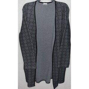 GoldSpark Waterfall Cardigan Women Oversized  Size Small Gray Black Trim